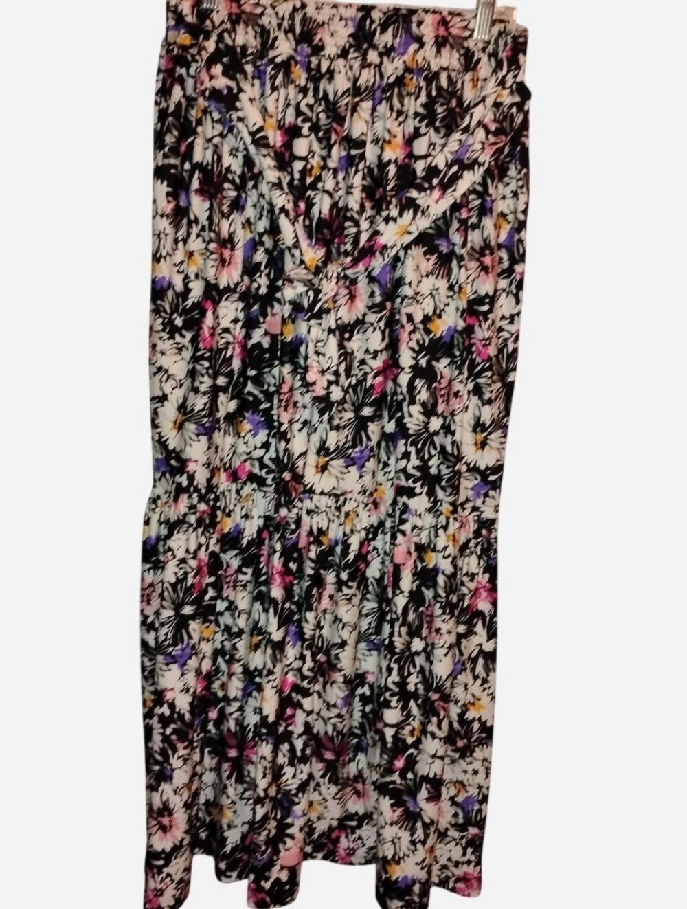 Robert Louis Floral Tiered Belted Midi Skirt - Size Medium